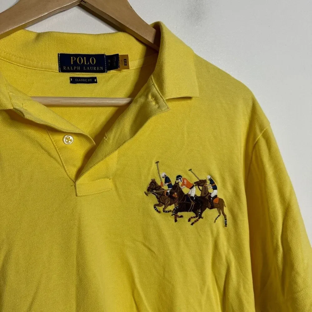 Polo Shirt Mens XL Yellow Short‎ Sleeve Cotton